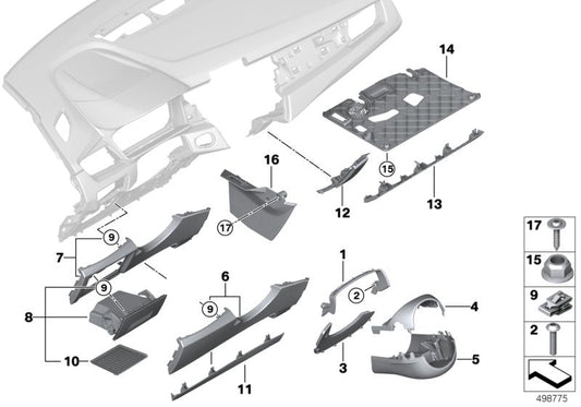 Genuine BMW 51456843859 F46 Trim Panel, Steering Column, Bottom (Inc. X2 25dX, 220i & X1 28i) | ML Performance US US Car Parts