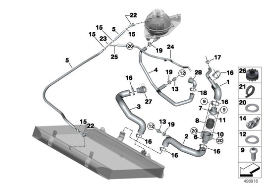 Genuine BMW 17108428250 Radiator Return Line (Inc. M6 GT3) | ML Performance US US Car Parts
