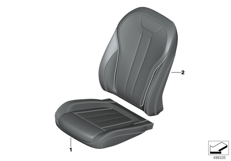 Genuine BMW 52108493583 G07 G05 G06 Cover, Comfort Backrest, Perf. Lthr, Le WEISS/BLAU (Inc. X7 50iX, X5 45eX & X6 30dX) | ML Performance US US Car Parts