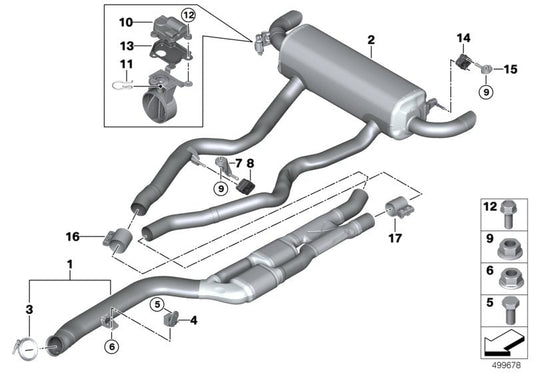 Genuine BMW 18308743651 G20 G21 Rear Muffler With Exhaust Flap (Inc. M340i & M340iX) | ML Performance US US Car Parts