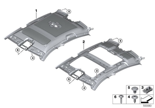 Genuine BMW 51449882869 G16 Headlining Panoramic Roof ANTHRAZIT (Inc. 840dX, 840iX & M850iX) | ML Performance US US Car Parts