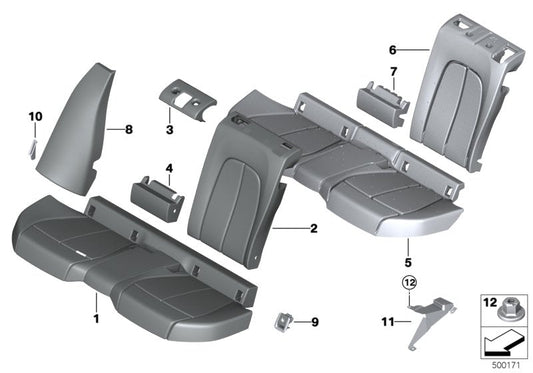 Genuine BMW 52209108272 F40 F44 Cover, Backrest, Center, Leather, Upper SCHWARZ (Inc. 120dX, M135iX & 218i) | ML Performance US US Car Parts