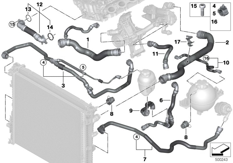 Genuine BMW 17128670666 G01 G02 Hose, Radiator-Engine (Inc. X3 M40iX & X4 M40iX) | ML Performance US US Car Parts