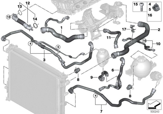 Genuine BMW 17128670666 G01 G02 Hose, Radiator-Engine (Inc. X3 M40iX & X4 M40iX) | ML Performance US US Car Parts