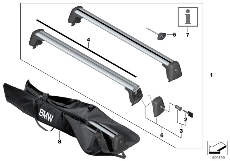 Genuine BMW 82712447351 G15 Roof Rack G15 (Inc. 840iX, 840i & M850iX) | ML Performance US US Car Parts