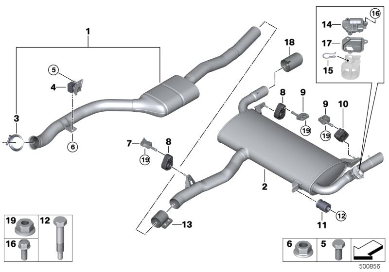 Genuine BMW 18308693961 G02 Rear Muffler With Exhaust Flap (Inc. X4 30iX) | ML Performance US US Car Parts