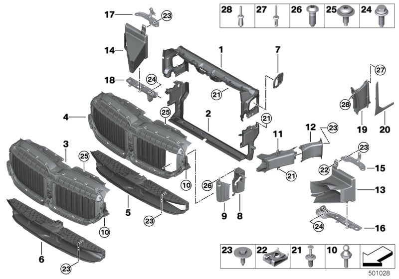 Genuine BMW 51139465292 G11 Air Flaps, Upper NIVI (Inc. 750LiX, Alpina B7 & 745Le) | ML Performance US US Car Parts