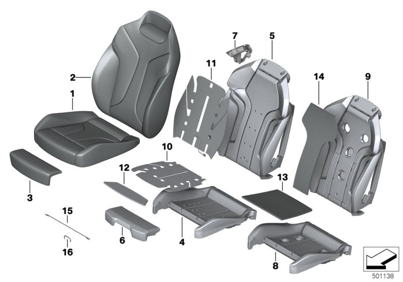 Genuine BMW 52108745877 F93 F92 F91 Leather Cover Sport Backrest Left SCHWARZ (Inc. M8) | ML Performance US US Car Parts