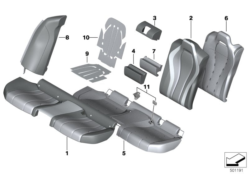 Genuine BMW 52208093651 G16 Cover For Comfort Backrest,Leather Left SCHWARZ (Inc. 840iX, 840i & M850iX) | ML Performance US US Car Parts