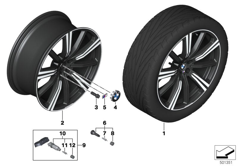 Genuine BMW 36116893544 G05 G06 Disk Wheel, Light-Alloy, Black Matt 9,5JX22 ET:37 (Inc. X5 & X6 40i) | ML Performance US US Car Parts