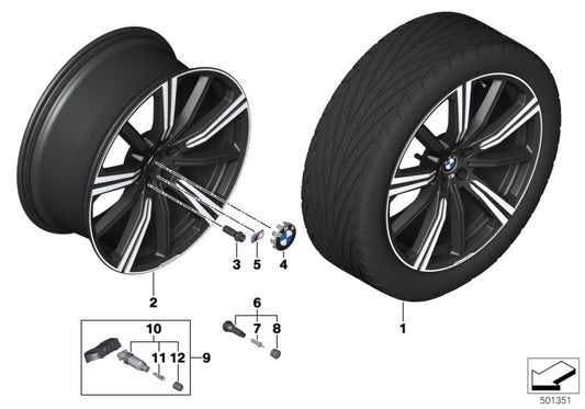 Genuine BMW 36116893544 G05 G06 Disk Wheel, Light-Alloy, Black Matt 9,5JX22 ET:37 (Inc. X5 & X6 40i) | ML Performance US US Car Parts