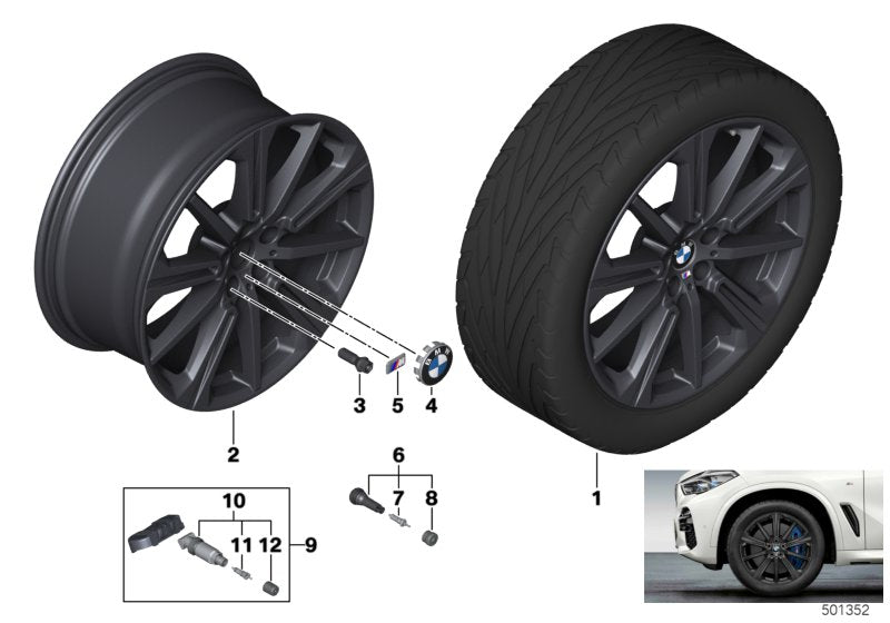Genuine BMW 36116883766 G05 G06 Disk Wheel, Light-Alloy, Black Matt 10,5JX20 ET:40 (Inc. X5 45eX & X6) | ML Performance US US Car Parts