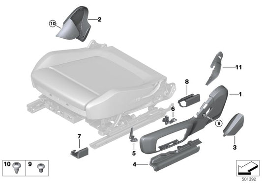 Genuine BMW 52107944370 F93 F91 G14 Seat Trim Outer Right SCHWARZ (Inc. 840dX, 840i & 840iX) | ML Performance US US Car Parts