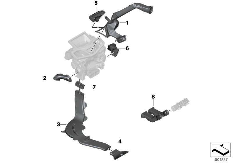 Genuine BMW 61229396272 F93 G15 F91 Cold-Air Duct, Passenger's Side (Inc. 840iX, 840i & M8) | ML Performance US US Car Parts
