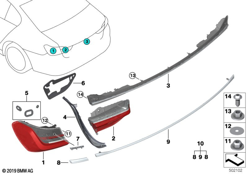 Genuine BMW 63219854650 G11 Rear Light In Trunk Lid, Right (Inc. 730Ld, 745eX & 730LdX) | ML Performance US US Car Parts