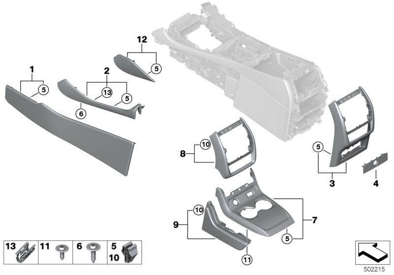 Genuine BMW 51166996425 G05 Decor Trim Detail Cntr Console Lthr Lft TARTUFO (Inc. X5) | ML Performance US US Car Parts