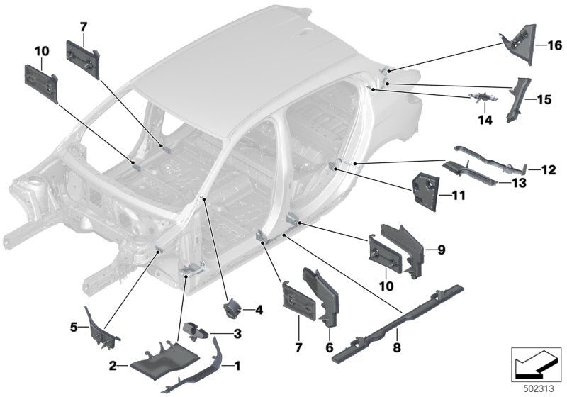Genuine BMW 41007434717 F40 F44 Moulded Part,Entrance Outside,Rear Left (Inc. 228iX, 118i & M235iX) | ML Performance US US Car Parts
