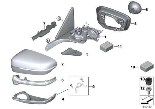 Genuine BMW 51168080263 F93 F92 F91 Heated Outside Mirror, Memory Bus, Left SHADOW-LINE (Inc. M8) | ML Performance US US Car Parts