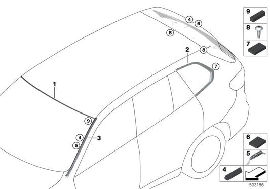 Genuine BMW 51377444087 G05 Finisher, Side Window, Rear Left GLANZSCHWARZ (Inc. X5) | ML Performance US US Car Parts
