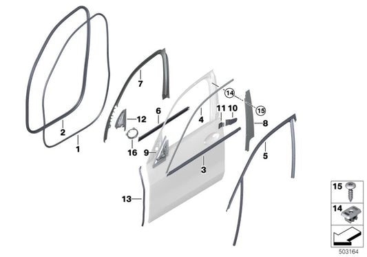 Genuine BMW 51337428671 G05 G07 Window Guide, Left Front Door (Inc. X7) | ML Performance US US Car Parts