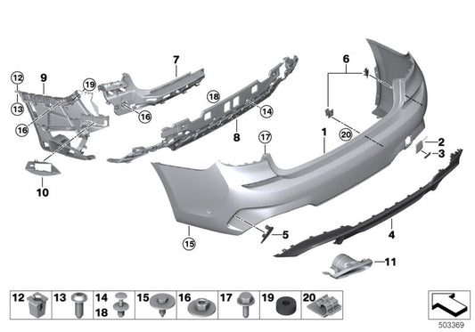 Genuine BMW 51128069393 G20 Mount For Bumper, Corner, Rear Left MSP/MPA (Inc. 318d, 330i & 320dX) | ML Performance US US Car Parts