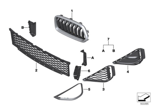 Genuine BMW 51138070222 F39 Grille, Front, Right MSX (Inc. X2 M35iX) | ML Performance US US Car Parts