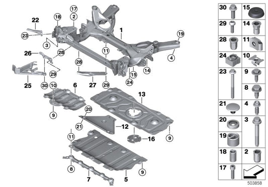 Genuine BMW 07146885805 G20 G21 Multi-Purpose Bolt Asa M10X25 ZNS3 (Inc. 320iX, 330iX & 330d) | ML Performance US US Car Parts