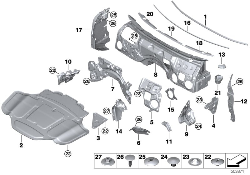 Genuine BMW 51487492424 F93 G15 F91 Sound Insulation, Spring Strut, Right N63 (Inc. M8 & M850iX) | ML Performance US US Car Parts