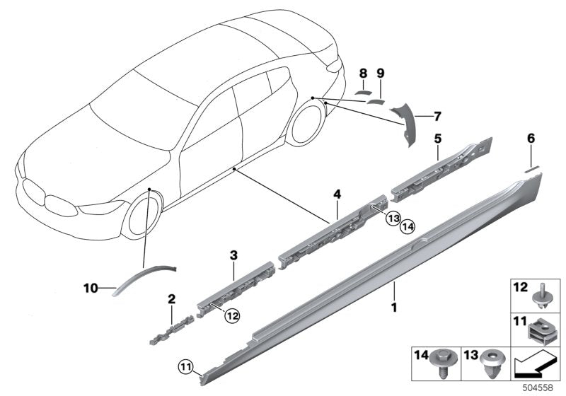 Genuine BMW 51778747266 F93 G16 Sill Trim Panel, Primed Right MSP (Inc. 840dX, 840iX & M850iX) | ML Performance US US Car Parts
