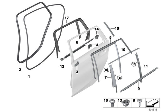 Genuine BMW 51427939715 G21 Cover, Window Frame, Rear Left (Inc. 330i, 320dX & M340iX) | ML Performance US US Car Parts