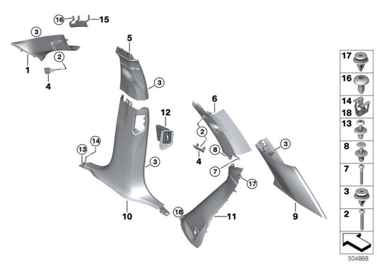 Genuine BMW 51438079644 G05 Trim, C-Pillar, Alcantara, Top Right SCHWARZ (Inc. X5) | ML Performance US US Car Parts
