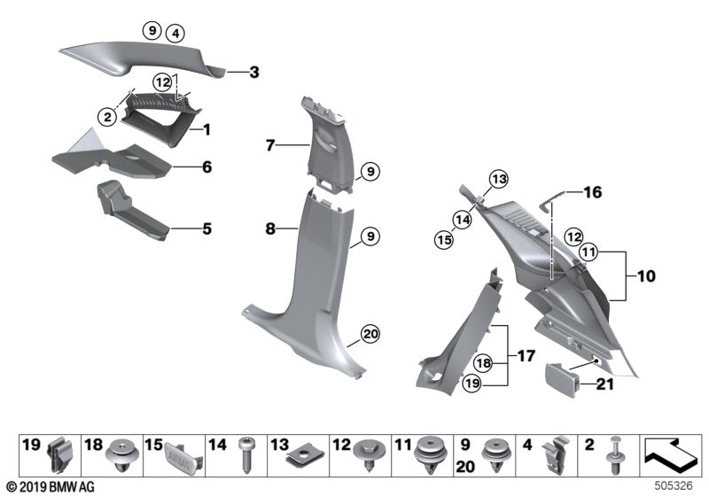 Genuine BMW 51437373853 Trim For C/D-Pillar, Left OYSTER (Inc. 225iX, 218d & 216d) | ML Performance US US Car Parts