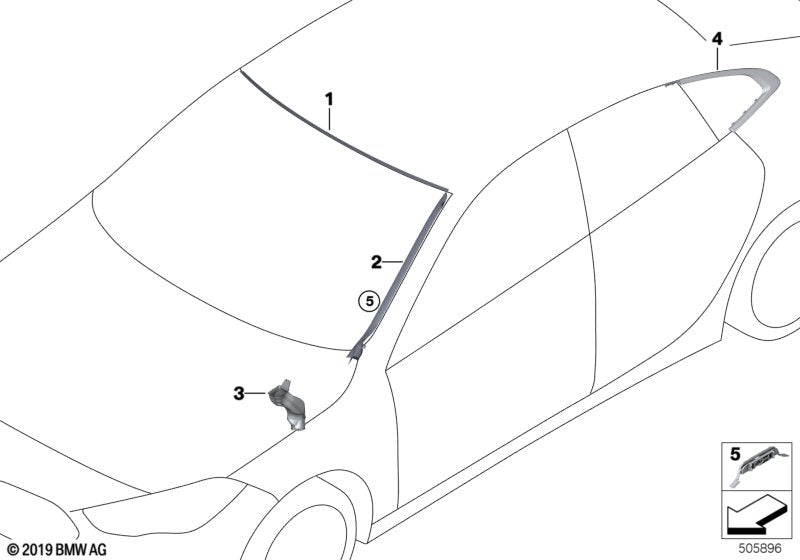Genuine BMW 51377483161 F44 Finisher, Side Window, Rear Left SCHWARZ MATT (Inc. 228iX, 220d & 218i) | ML Performance US US Car Parts