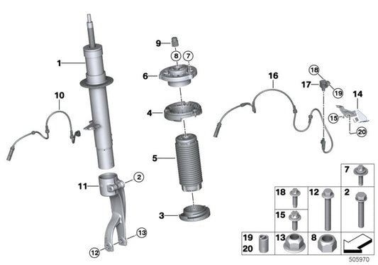 Genuine BMW 37106896439 G05 G06 Spring Strut Front Left Vdc (Inc. X5 & X6 40i) | ML Performance US US Car Parts
