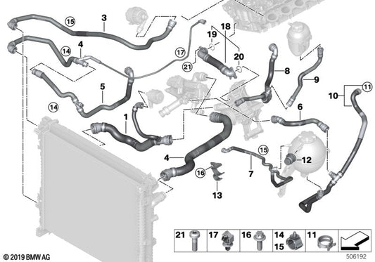 Genuine BMW 17129894783 G07 G05 G06 Hose Radiator-Water Pump (Inc. X5 40i, X6 40i & X7 40iX) | ML Performance US US Car Parts