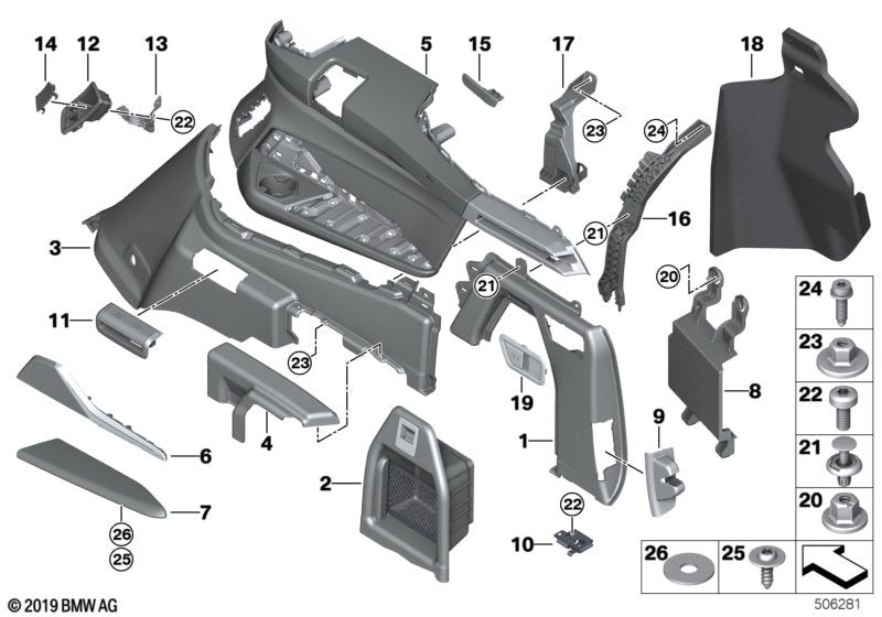 Genuine BMW 51479892386 G07 Lugg.Compart.Trim Panel Leather Upper Rt SCHWARZ (Inc. X7) | ML Performance US US Car Parts