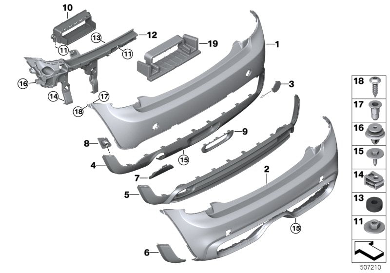 Genuine BMW 51127380032 F55 Black Band, Lower Rear HECKTRÄGER (Inc. One, Cooper D & One D) | ML Performance US US Car Parts