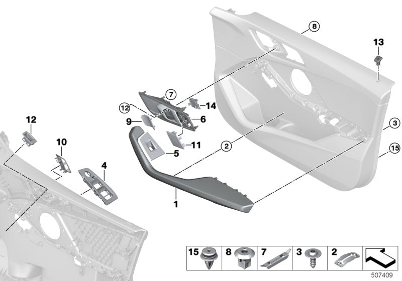 Genuine BMW 51417949811 F40 F44 Cover, Central Locking Front Left CHROM (Inc. 120dX, M235iX & 116d) | ML Performance US US Car Parts