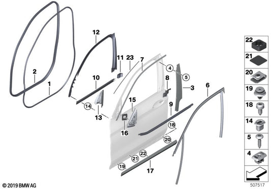 Genuine BMW 51337409742 Seal, Outer Right Mirror Triangle (Inc. X3) | ML Performance US US Car Parts