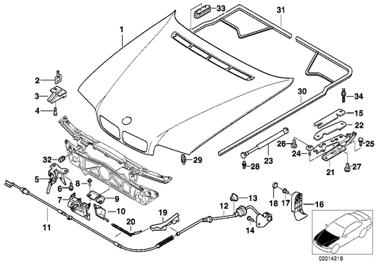 Genuine BMW 51238171528 E38 Right Lower Part Of Hood Lock (Inc. 740i, 730iL & 750iLS) | ML Performance US US Car Parts