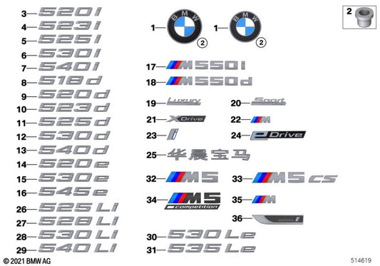 Genuine BMW 51148072369 Label M550I