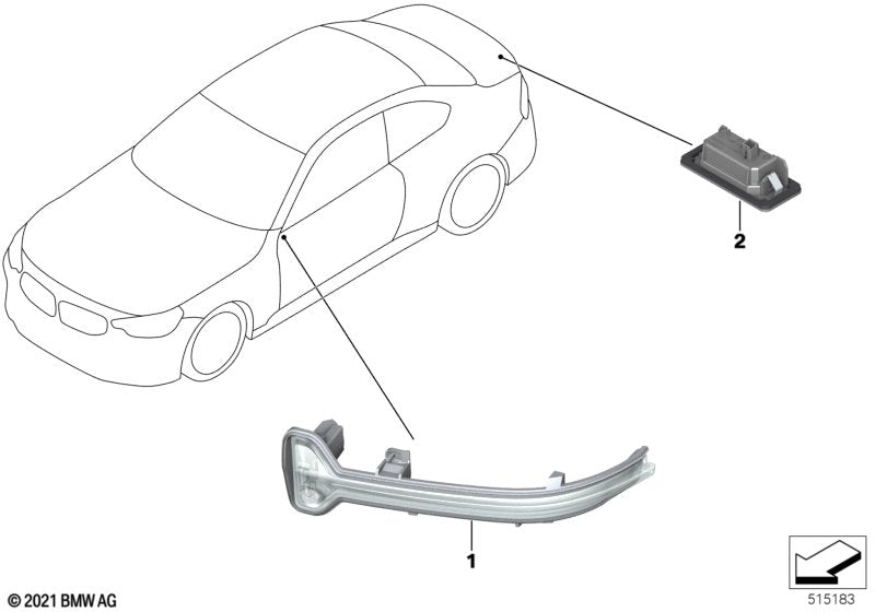 Genuine BMW 63137498162 Auxiliary Turn Signal, Mirror, Right