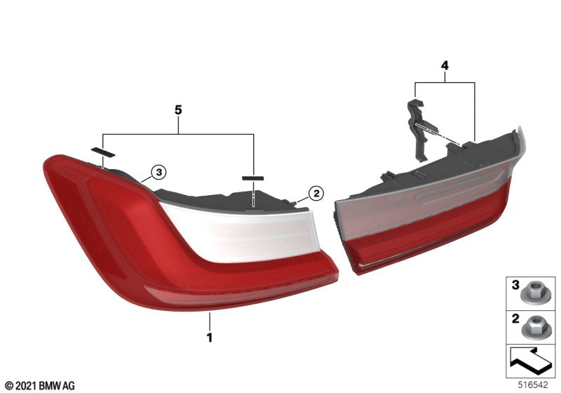 Genuine BMW 63215A3BC57 Tail Light, Tailgate Left