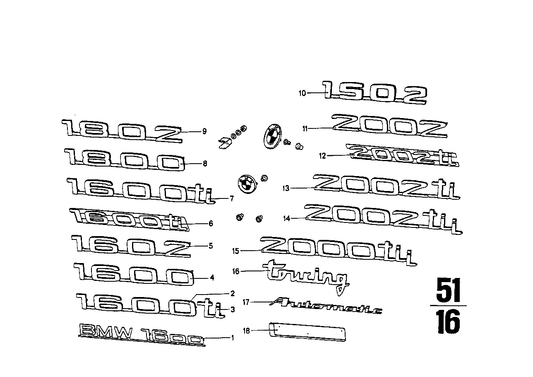 Genuine BMW 51141802320 Emblem "AUTOMATIC" (Inc. 2800, 1800 & 3.0SBav) | ML Performance US US Car Parts