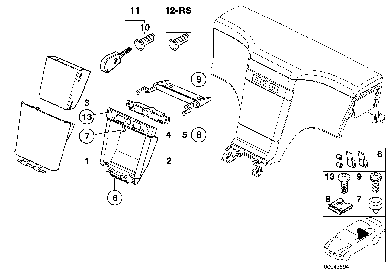 Genuine BMW 51168407137 E36 Hinged Compartment SCHWARZ (Inc. Z3 2.5i, Z3 3.0i & Z3 2.2i) | ML Performance US US Car Parts