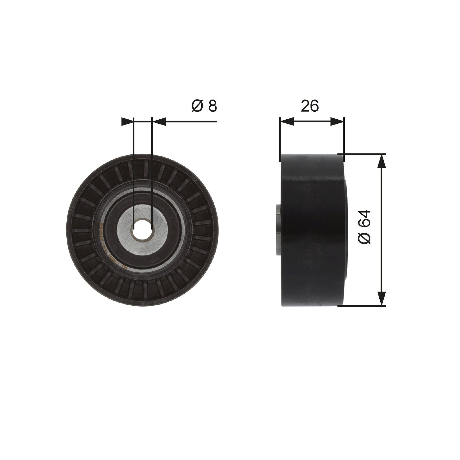 GATES GATT38094 V-Ribbed Belt Deflection/Guide Pulley