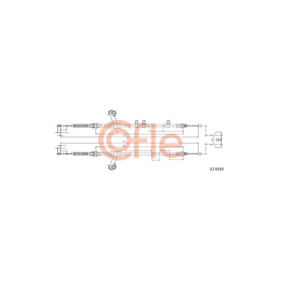 Cofle 17.0510 Hand Brake Cable for Mazda 2 Hatchback (De, Dh)