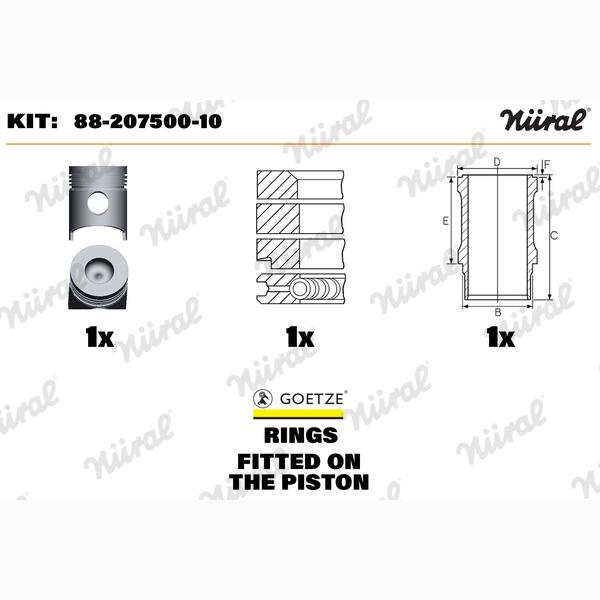 NURAL 8820750010 Piston/Cylinder Liner Repair Kit