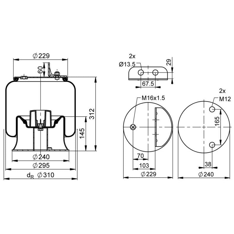 PHOENIX 1D23G-2 Air Suspension Bellow