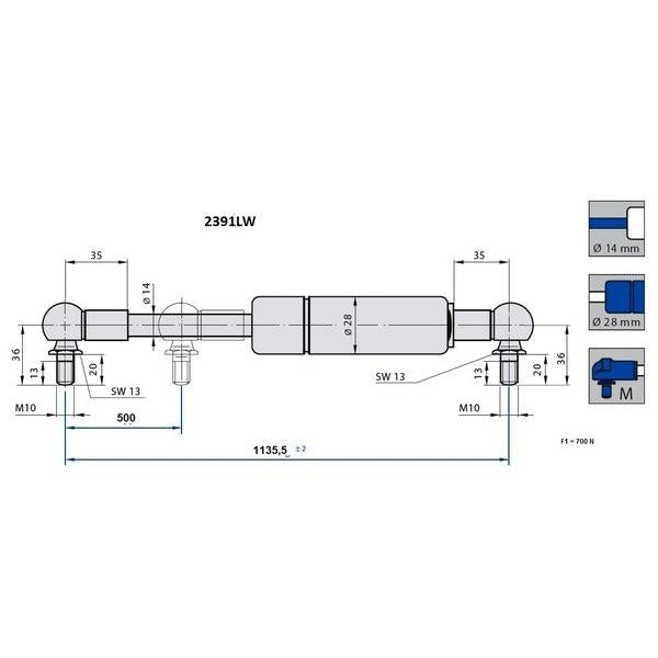 STABILUS STA2391LW Gas Spring